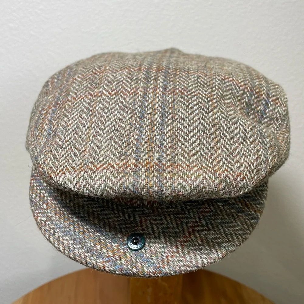 Vintage Dunn & Co Rutland County Cap Wool Cabbie Newsboy Brown Tweed Size 7